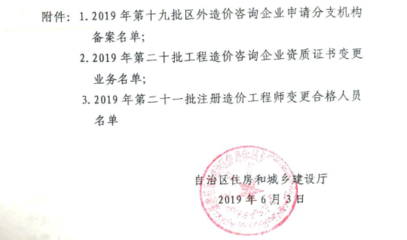 新疆第21批注册造价工程师变更合格人员名单公示通知